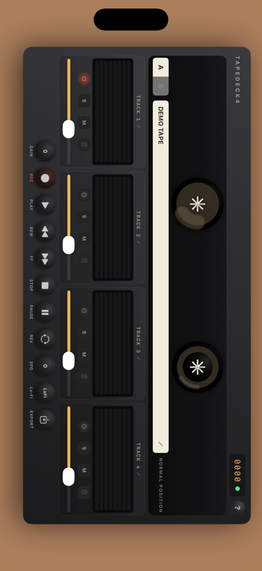TAPEDECK4 app screen